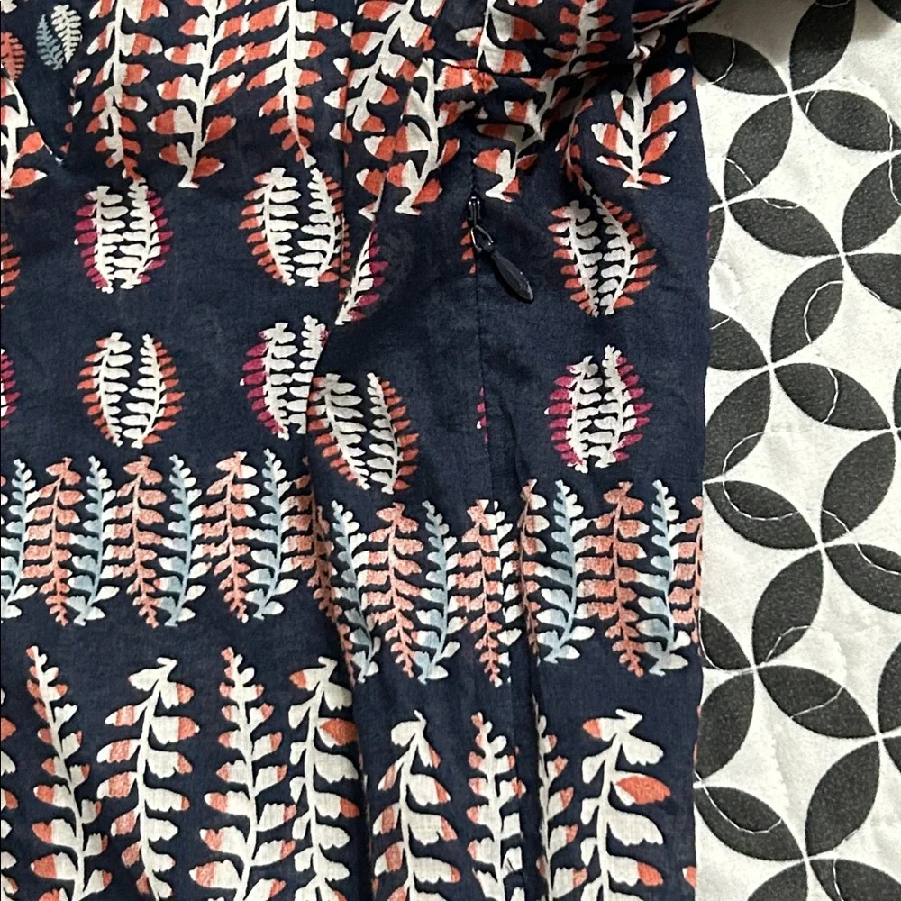 Tory Burch Fern Tunic Top Size 4 Navy Blue Crochet Cotton